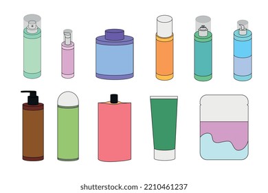 Set of bottles for cosmetics and personal care