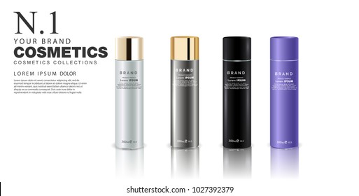 A set of bottles for cosmetics.Vector Illustration.