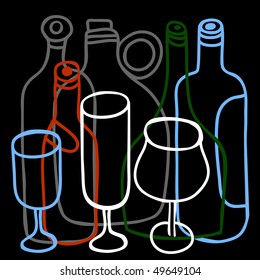 A set of bottles and cups