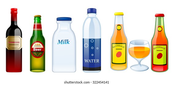 Set of bottles with drinks