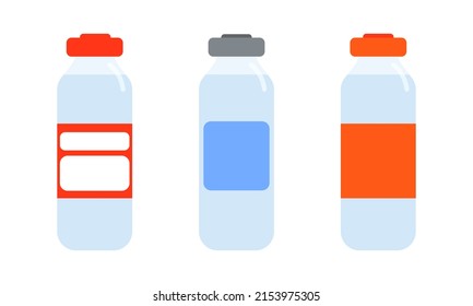 Set of bottles with drug, vaccine, antibiotics and other medicines. Glass or plastic vails