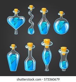 Set with bottles of energy potion