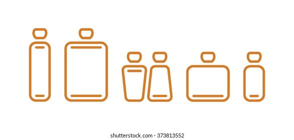 Set of bottles and flasks