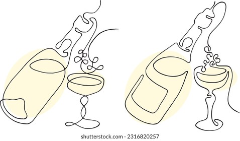 Set of Bottles and Glasses. Wine Pattern. Vector illustration.