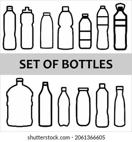 Set of bottles icon. Vector illustration linear style