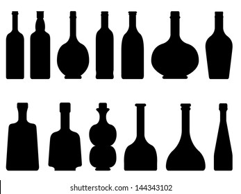 Set of bottles illustrated on white background