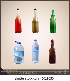 set of bottles  mineral soda water