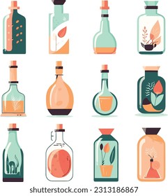Set of bottles in a minimalistic composition, showcasing their sleek design and versatility. Emphasize the concept of sustainability and eco-friendliness, with soft lighting and minimalistic props.