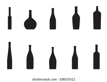 Set of bottles on a white background