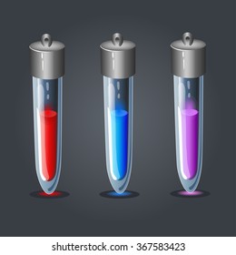 Set bottles of potion. Magical bottles. Cartoon bottles. Vector illustration