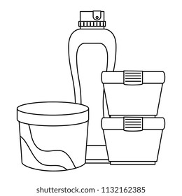 set bottles products icon