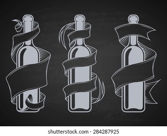 Set bottles with ribbon and place for text.