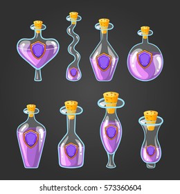 Set with bottles of shield potion