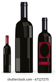 set of bottles of vine