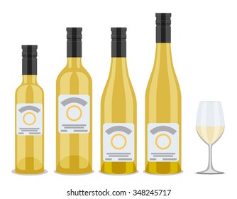 set of bottles of wine, flat design