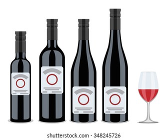 set of bottles of wine, flat design