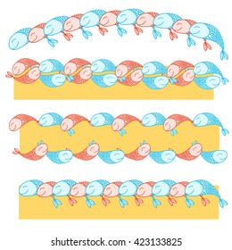 Set boundaries of the fish to the edge design.  Vector illustration isolated.