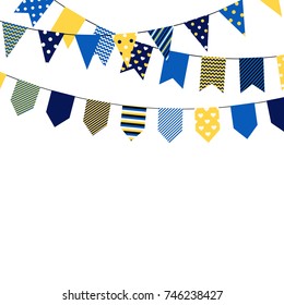 Set of bounting flags. Decorative elements on white background. Collection for birthday greeting cards and scrapbooking. Vector illustration