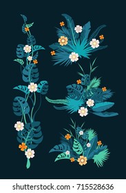 set bouquets of exotic trees
