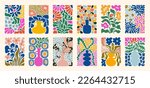 Set of bouquets with flowers. Interior painting. Colorful illustrations of flowers for covers, pictures. Vector illustration.
