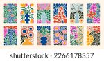 Set of bouquets with flowers. Interior painting. Colorful illustrations of flowers for covers, pictures. Vector illustration.