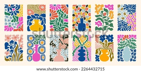 Set of bouquets with flowers. Interior painting. Colorful illustrations of flowers for covers, pictures. Vector illustration.