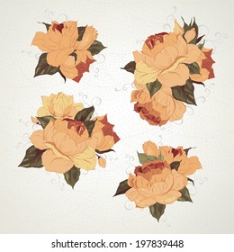 Set of bouquets of roses