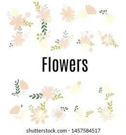 Set bouquets of simple, clear, ordinary flowers in Victorian colors