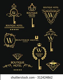 Set of  boutique hotel gold emblems