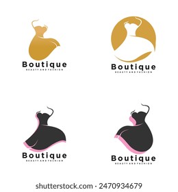 Set boutique logo design vector with premium concept