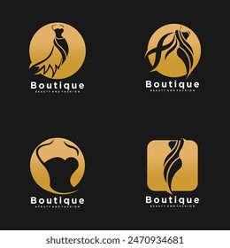 Set boutique logo design vector with premium concept