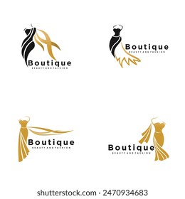 Conjunto de Vector de diseño de logotipo boutique con concepto premium