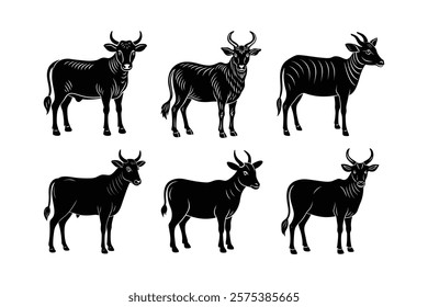 Set of Bovidae animals vector illustration