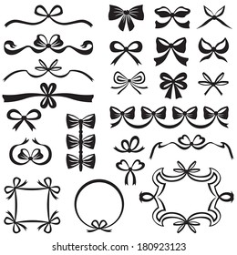 Set of bow design elements for menu, books, cards and invitations