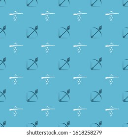 Set Bow and fire arrow and Gun shooting on seamless pattern. Vector