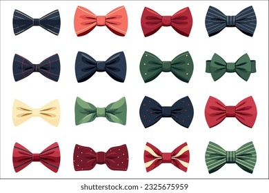 Set of Bow tie decorative element isolated on white 