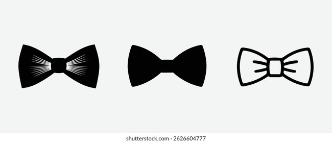 Set of Bow Tie icons Line and Silhouette Vector Style on White Background