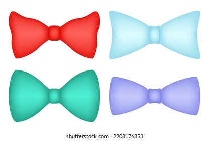 Set of Bow Tie isolated on white background