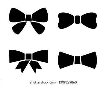 Set bow tie or neck tie simple icons isolated. Elegant silk neck bow. Vip event accessory – stock vector