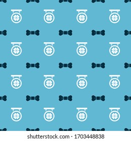Set Bow tie and Street signboard with four leaf clover on seamless pattern. Vector