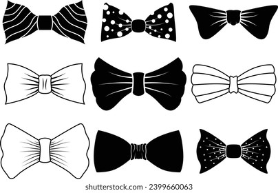 Set of bow tie. vector silhouettes