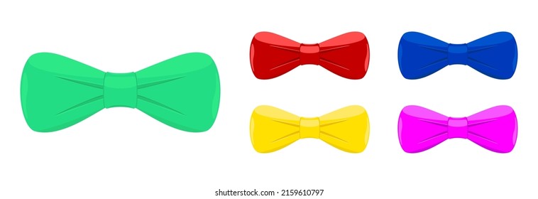 Set of bow ties in different bright colors.