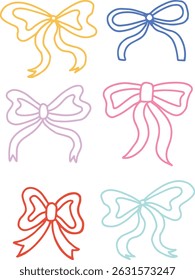 Set of bow ties. Bow line illustrations
