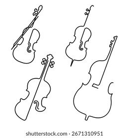 Conjunto de ícones de linha de instrumentos arqueados