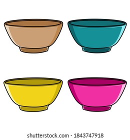 Set the bowl in 4 colors. Vector Illustration.