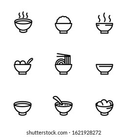 Set of Bowl Outline Icon Vector Design