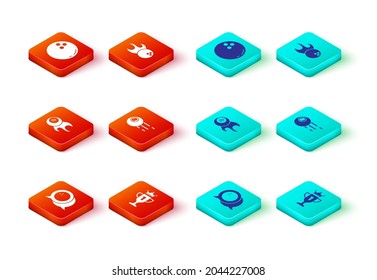Set Bowling ball, Award cup, Billiard,  and  icon. Vector