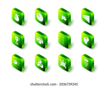 Set Bowling ball, Billiard triangle, pocket, cue, pin and  icon. Vector