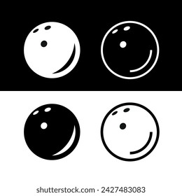 Set of bowling ball icons. Symbol of game, recreation or sports competition. Bowling figures.