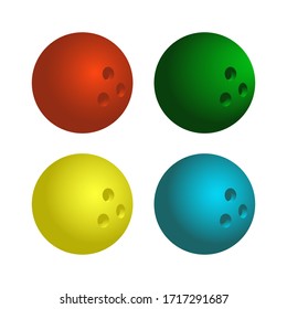 Set of bowling balls on white background. 